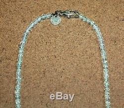Rare Tiffany & Co Sterling Silver 3.7 mm Aquamarine Bead Necklace 16.25 119WEI