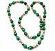 Rare Tiffany & Co. Sterling Silver Green Malachite Bead Necklace 30