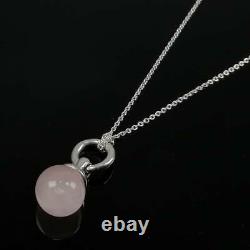 Rare Tiffany Co. Vintage Rose Quartz Pink Stone Ball Silver Necklace Sv92 6-422
