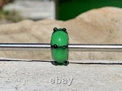 Rare Trollbeads Green Caterpillar Unique OOAK Glass Bead HTF