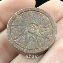 Rare Unique Ancient Greek Bead With Carving Of Sun