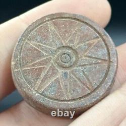 Rare Unique Ancient Greek Bead With Carving Of Sun
