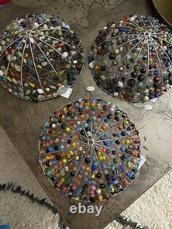 Rare Unique Handmade Lampshades Made Of Stone & Glass Beads In India 5' x 11