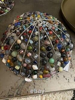 Rare Unique Handmade Lampshades Made Of Stone & Glass Beads In India 5' x 11