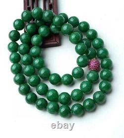 Rare UntreatedGrade AEmerald Sun Green Jadeite Jade Beads Necklace
