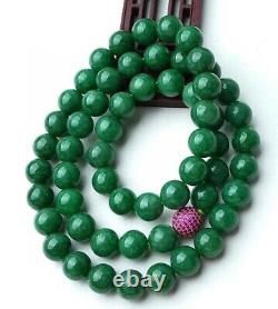 Rare UntreatedGrade AEmerald Sun Green Jadeite Jade Beads Necklace