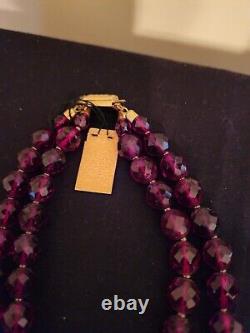Rare Vint. Pastelli Royal Pittsburgh Red Glass Dbl Str Necklace 18 NWT Italy