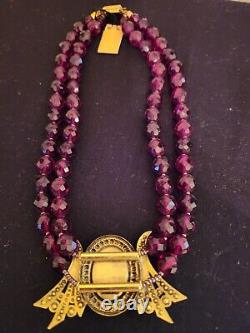 Rare Vint. Pastelli Royal Pittsburgh Red Glass Dbl Str Necklace 18 NWT Italy