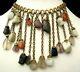 Rare Vintage 16x4 Miriam Haskell Brass Polished Stone Dangle Necklace A61