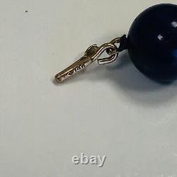 Rare Vintage 18k Yellow Gold Lapis Lazuli Bead Pendant Necklace 18