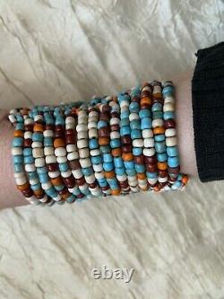 Rare Vintage Beaded Bracelet Turquoise, Coral, and other stones beads