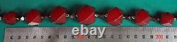 Rare Vintage Cherry Amber & Faturan Bakelite Necklace Faceted Beads 1030mm 93g