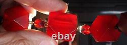 Rare Vintage Cherry Amber & Faturan Bakelite Necklace Faceted Beads 1030mm 93g