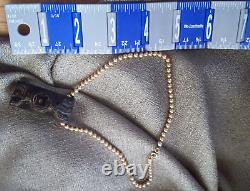 Rare Vintage Chinese art deco Goldtone Necklace bead chain + slider JADE PENDANT