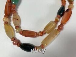 Rare Vintage Large Polished Gemstones Necklace. Double Strand