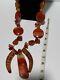 Rare Vintage Native Ceremonial Carnelian And Amber Stone Necklace Extra Large