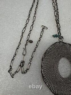 Rare Vintage PB PEYOTE BIRD Sterling Silver Turquoise Dream Catcher Necklace