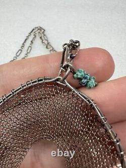 Rare Vintage PB PEYOTE BIRD Sterling Silver Turquoise Dream Catcher Necklace