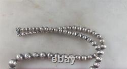 Rare Vintage Taxco Etched Ball Bead 925 Sterling Silver Graduated Necklace