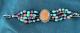Rare Vtg Don Lucas Sterling Silver Spiny Oyster/multi Gemstone Bracelet #j10
