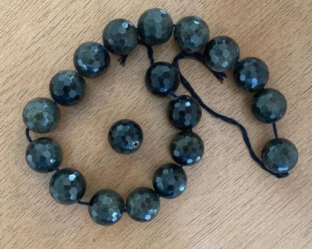 Rare Xlarge Round Faceted Labradorite Beads 19 Count