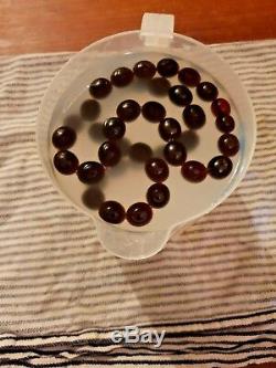 Rare antique copal beads, dark cherry amber copal necklace, large beads, 78g