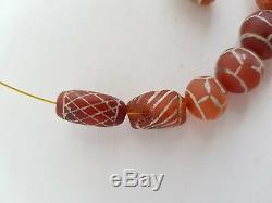 Rare etched ancient carnelian beads Afghanistan (ELEVEN) BE/19/2