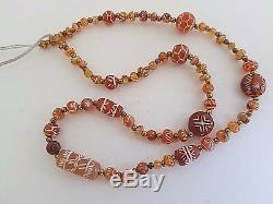 Rare etched ancient carnelian beads strand Afghanistan BE/19/3