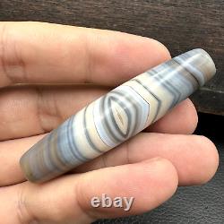 Rare gray Chalcedony Agate Bead Beautiful Eye Pattern