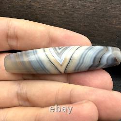 Rare gray Chalcedony Agate Bead Beautiful Eye Pattern