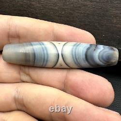 Rare gray Chalcedony Agate Bead Beautiful Eye Pattern