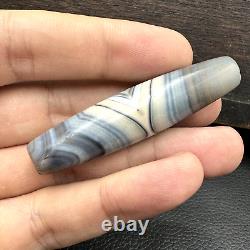 Rare gray Chalcedony Agate Bead Beautiful Eye Pattern