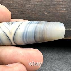 Rare gray Chalcedony Agate Bead Beautiful Eye Pattern