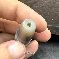 Rare gray Chalcedony Agate Bead Beautiful Eye Pattern