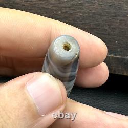 Rare gray Chalcedony Agate Bead Beautiful Eye Pattern