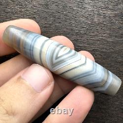 Rare gray Chalcedony Agate Bead Beautiful Eye Pattern