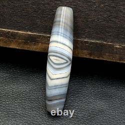 Rare gray Chalcedony Agate Bead Beautiful Eye Pattern