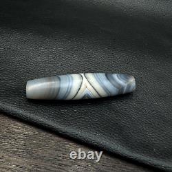 Rare gray Chalcedony Agate Bead Beautiful Eye Pattern