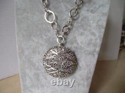 Rare lois hill ornate medallion LARGE pendant sterling silver necklace heavy 77g