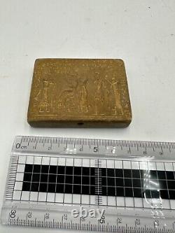 Rare old Near Eastern civilization king in cabine writing stone seal stamp Bead