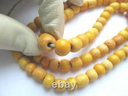 Rare old pressed amber Baltic stone beads necklace Tasbih Tasbeeh Misbaha