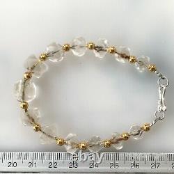 Rare shape Ancient Quartz Stone Bead bracelet #B374