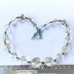Rare shape Ancient Quartz Stone Bead necklace 8-21MM #B270
