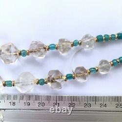 Rare shape Ancient Quartz Stone Bead necklace 8-21MM #B270