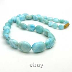 Ready to wear 222.45 Cts Rare Natural Larimar Gemstone Beads Necklace 16 Inches