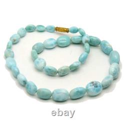 Ready to wear 222.45 Cts Rare Natural Larimar Gemstone Beads Necklace 16 Inches