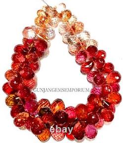 Reddish Peach PADPARADSCHA Sapphire Beads AAA+ RareSapphire Faceted Teardrops