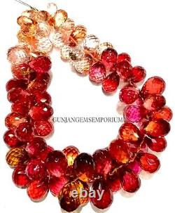 Reddish Peach PADPARADSCHA Sapphire Beads AAA+ RareSapphire Faceted Teardrops