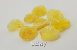 Rose Stone Amber Natural Baltic 18,8g Carved Shape White Rare Old Vintage A-011