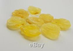 Rose Stone Amber Natural Baltic 18,8g Carved Shape White Rare Old Vintage A-011